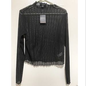 Forever21 Women’s Long Sleeve Knit Top Mesh Sz 0X Black